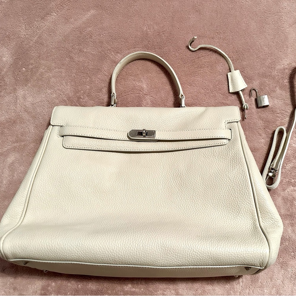 Via Borgospesso large Italian leather bag - top handle Kelly style